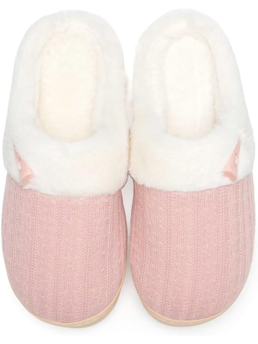 Women's Pink Memory Foam Fuzzy Warm Plush Shoes Indoor Slip On Fluffy Slippers